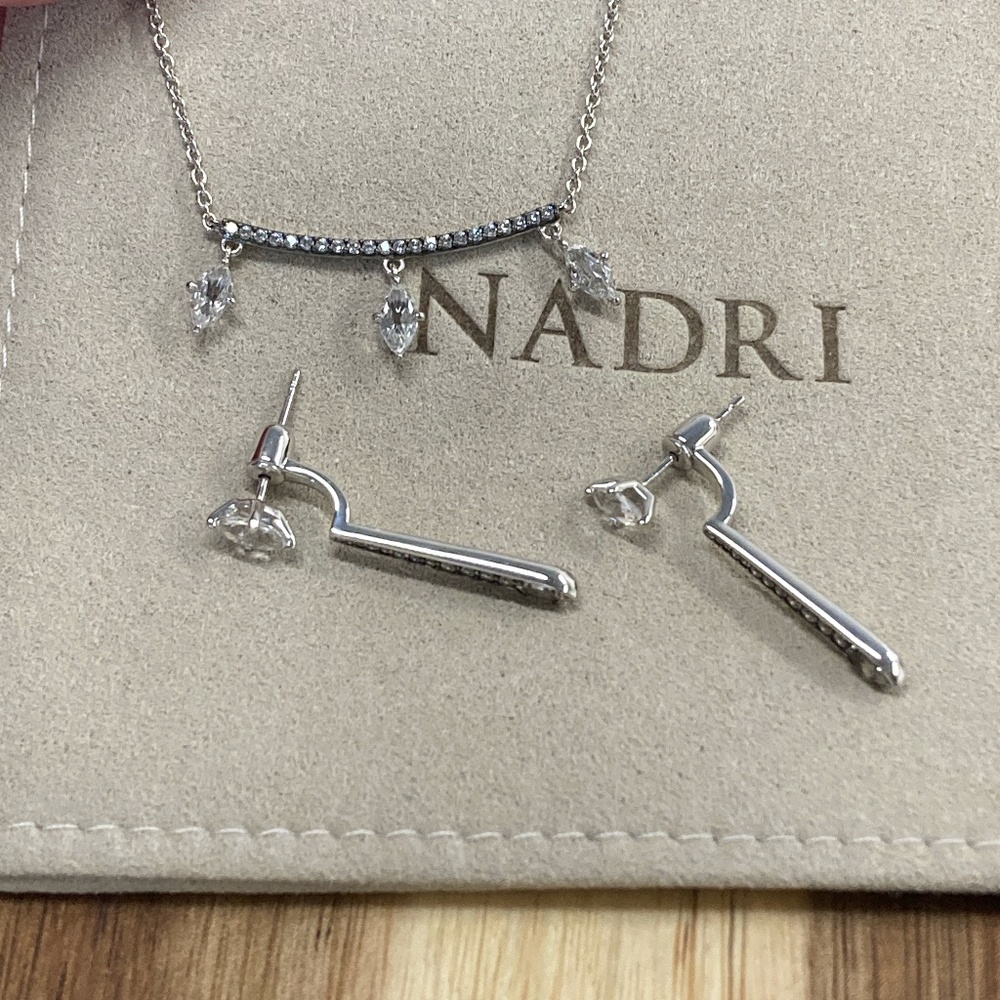 Nadri Sterling Silver Como Necklace and Earrings with White Topaz